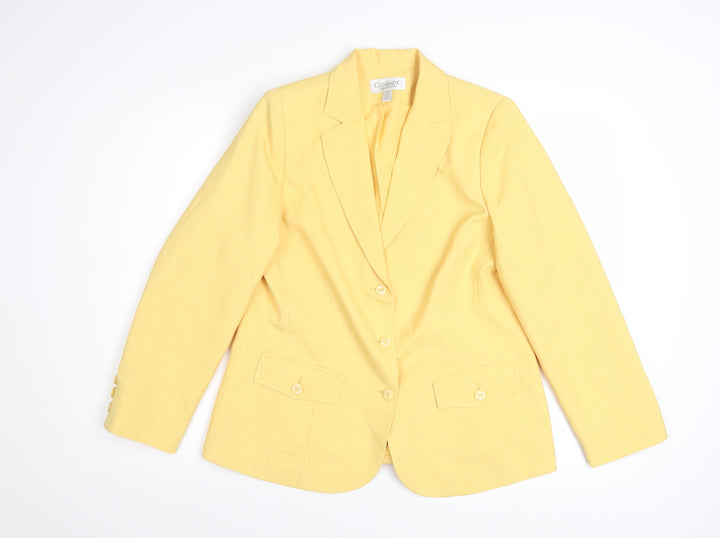 Conrad C Collection Women's Yellow Polyester Single-Breasted Blazer Size 14