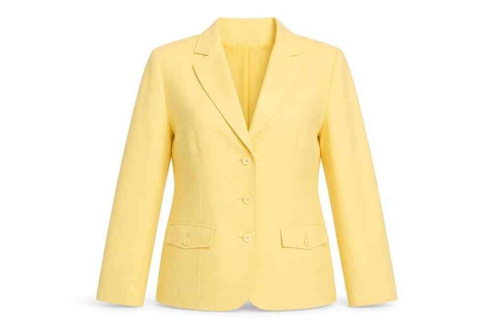 Conrad C Collection Women's Yellow Polyester Single-Breasted Blazer Size 14