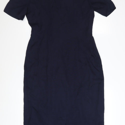 Danny & Nicole Women Blue Sheath Collared Button Dress Size 12