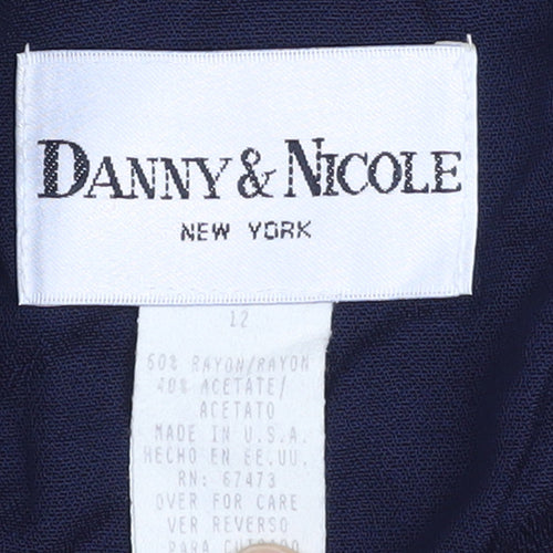 Danny & Nicole Women Blue Sheath Collared Button Dress Size 12