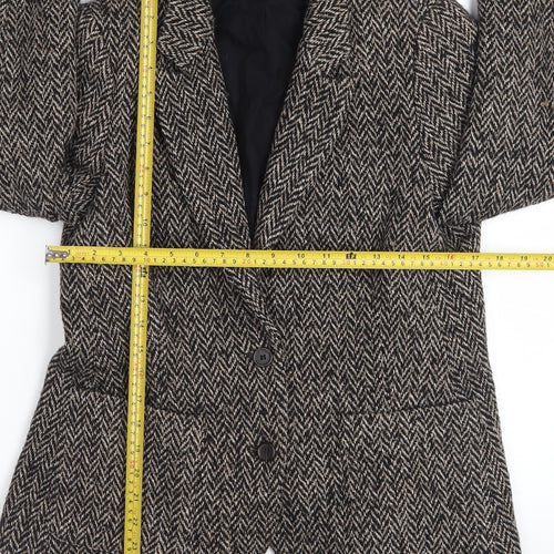 John Lewis Womens Brown Herringbone Wool Blend Blazer Size 14