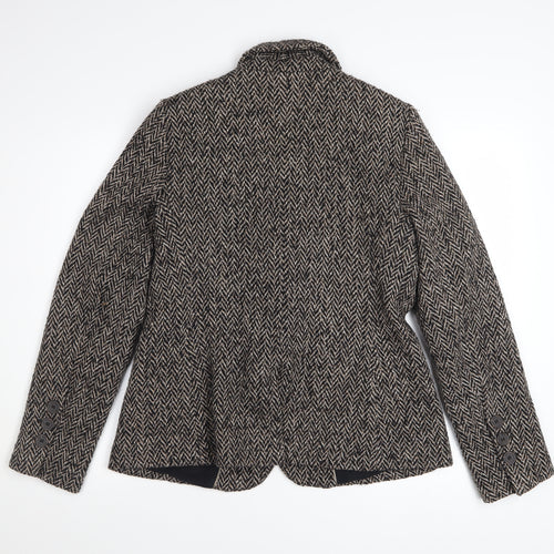 John Lewis Womens Brown Herringbone Wool Blend Blazer Size 14
