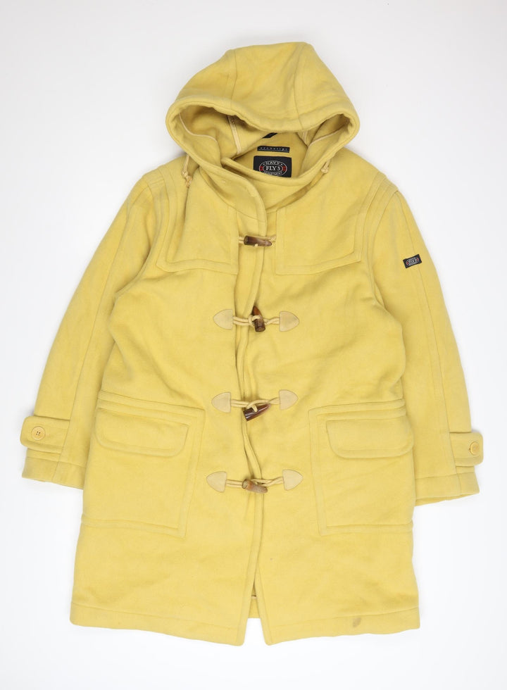 Archetipo Women’s Yellow Wool Mid-Length Hooded Duffel Coat Size 16