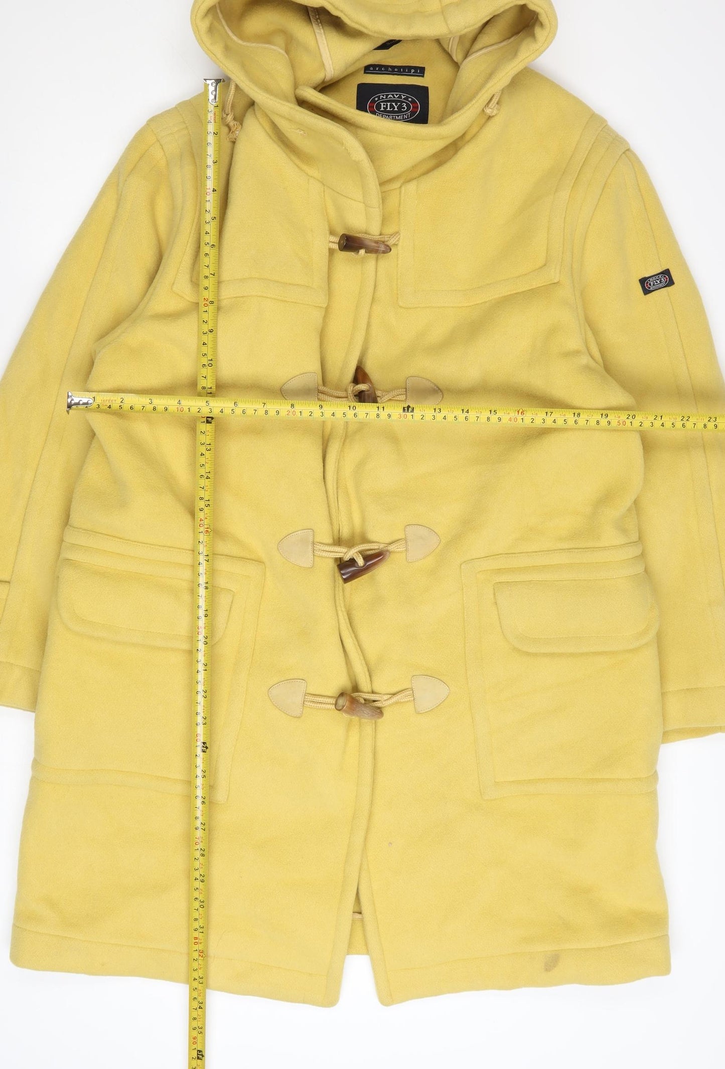 Archetipo Women’s Yellow Wool Mid-Length Hooded Duffel Coat Size 16