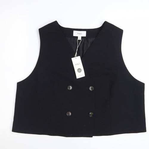 Marks and Spencer Women's Black Double-Breasted Tuxedo Waistcoat Size 22