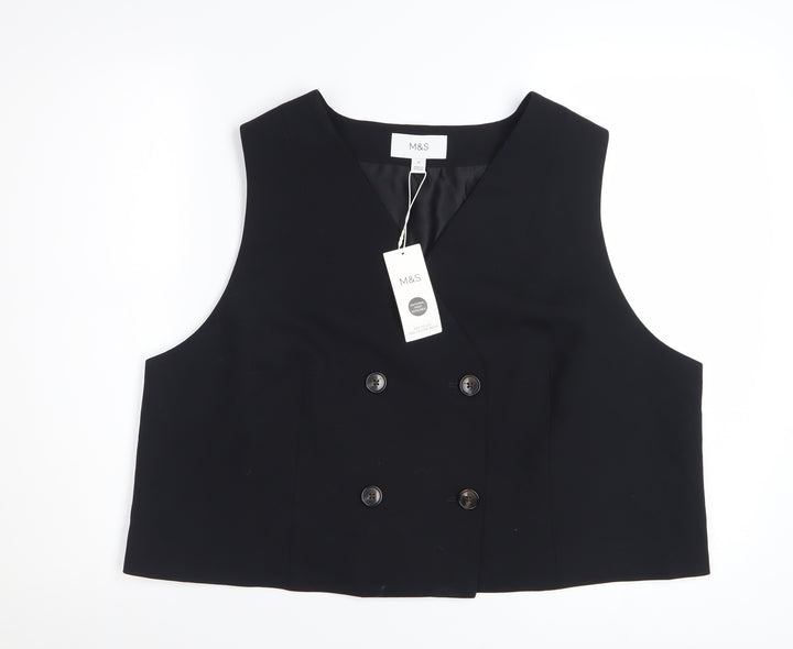 Marks and Spencer Women's Black Double-Breasted Tuxedo Waistcoat Size 22