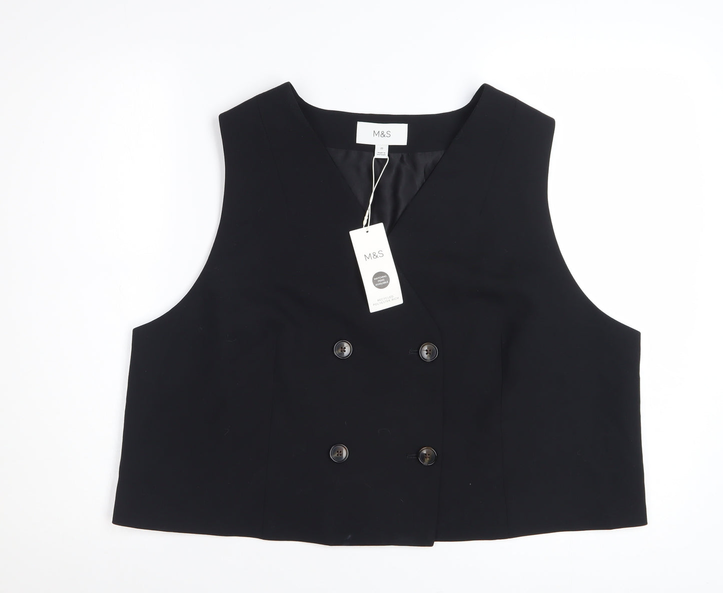 Marks and Spencer Women's Black Double-Breasted Tuxedo Waistcoat Size 22