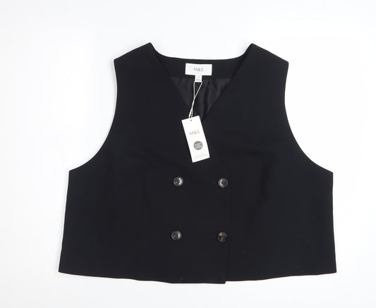 Marks and Spencer Women's Black Double-Breasted Tuxedo Waistcoat Size 22