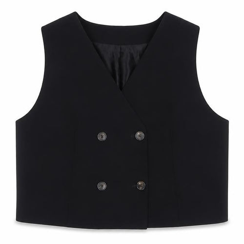 Marks & Spencer Women's Black Double-Breasted Tuxedo Waistcoat Size 22