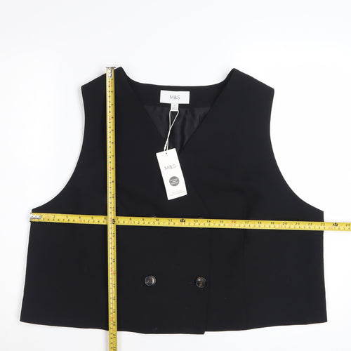 Marks and Spencer Women's Black Double-Breasted Tuxedo Waistcoat Size 22