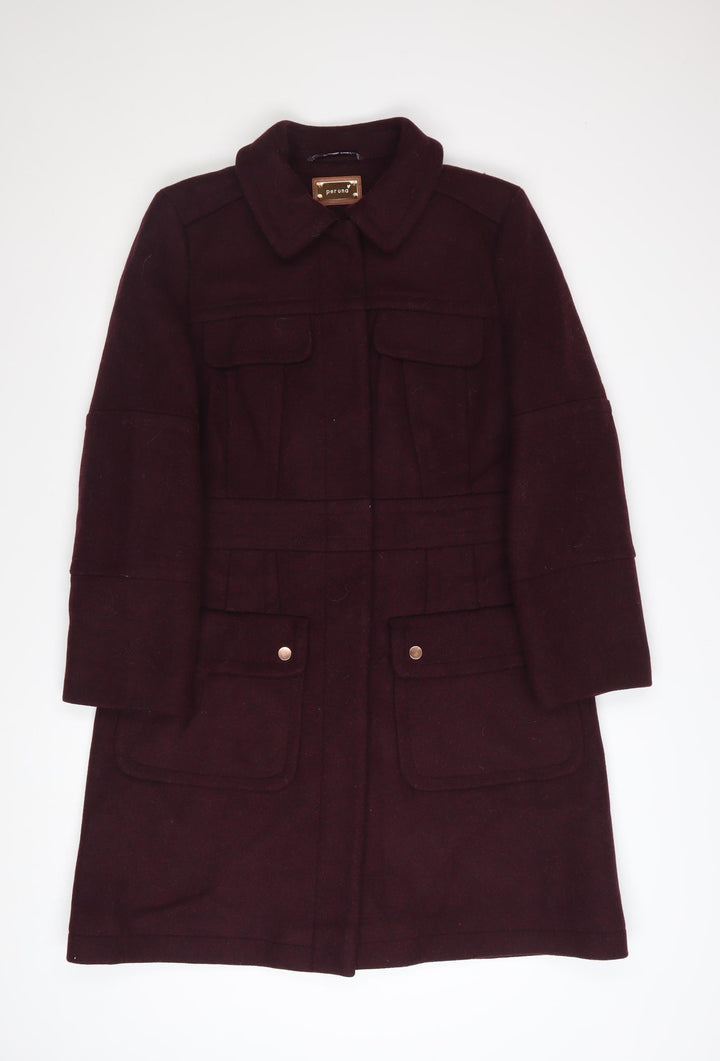Marks and Spencer Women Brown Wool Blend Long Overcoat Size 14