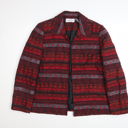 Alfred Dunner Women's Red Geometric Cotton Blend Jacket Size 12