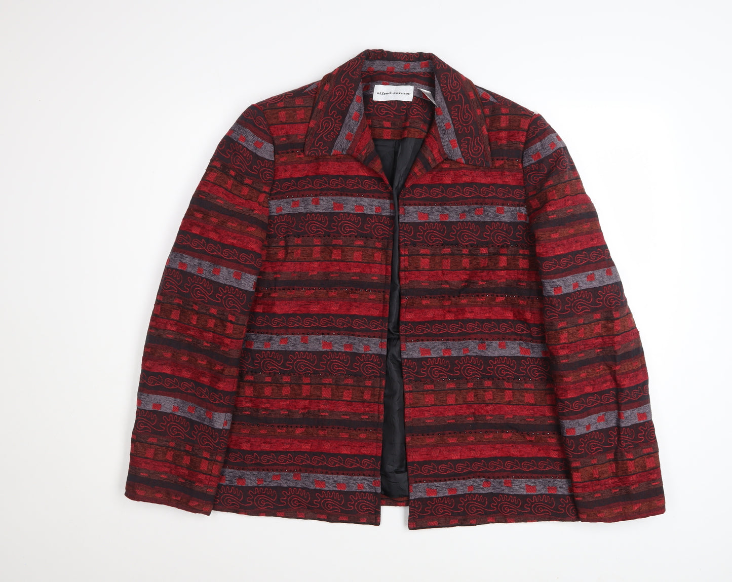 Alfred Dunner Women's Red Geometric Cotton Blend Jacket Size 12