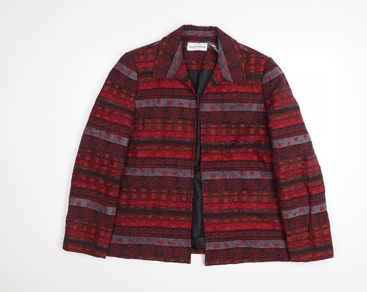 Alfred Dunner Women's Red Geometric Cotton Blend Jacket Size 12