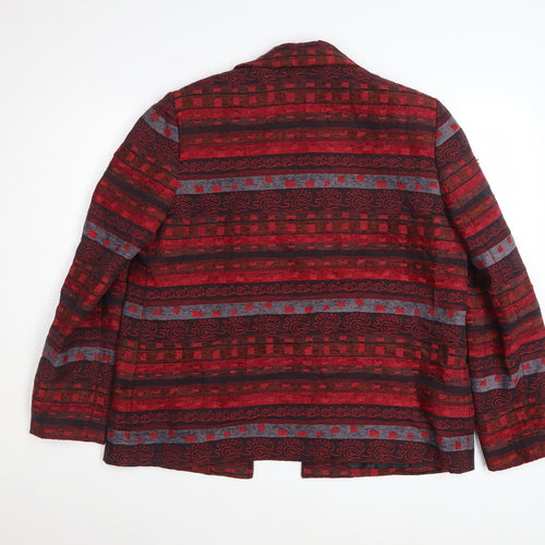 Alfred Dunner Women's Red Geometric Cotton Blend Jacket Size 12
