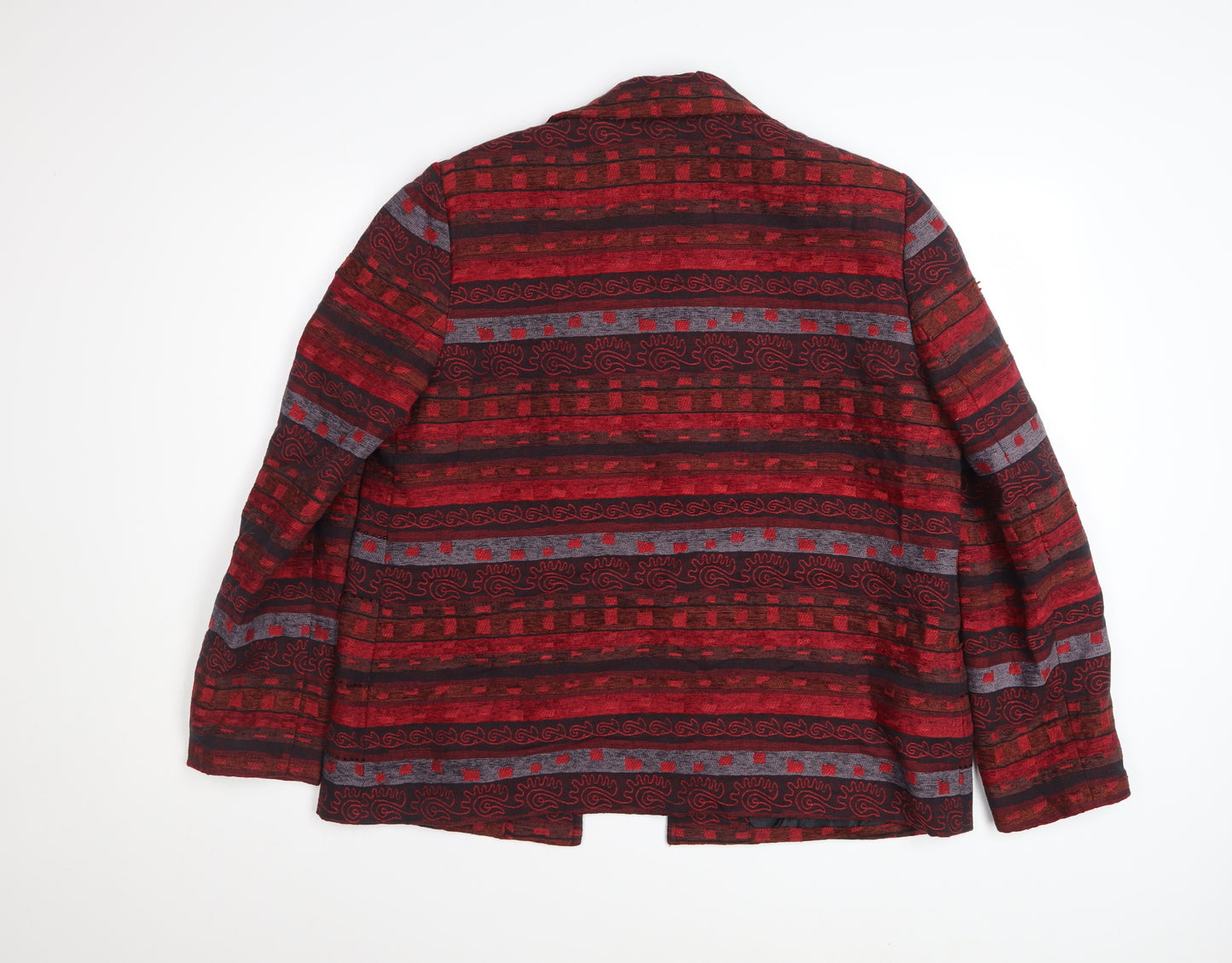 Alfred Dunner Women's Red Geometric Cotton Blend Jacket Size 12