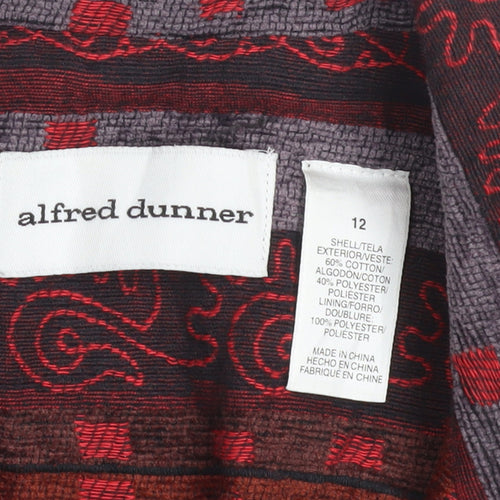 Alfred Dunner Women's Red Geometric Cotton Blend Jacket Size 12
