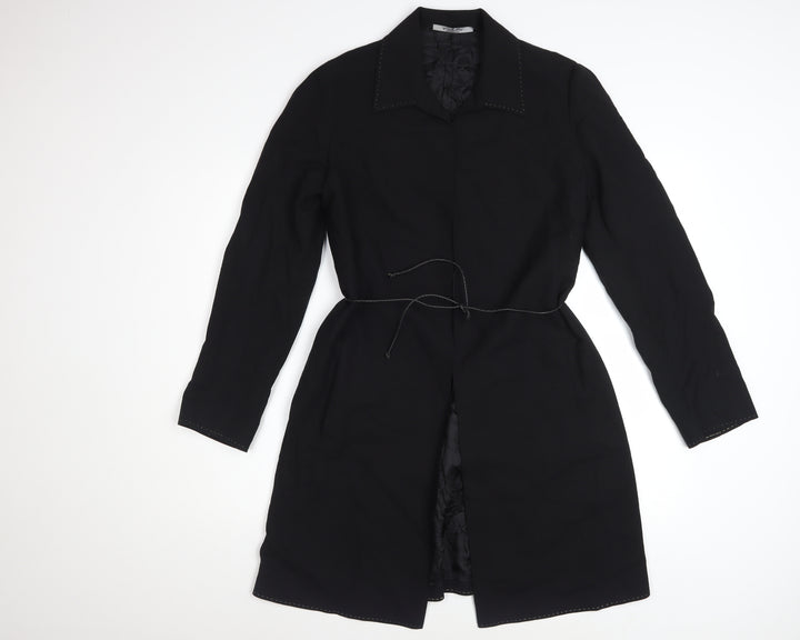 Marks and Spencer Autograph Women's Black Long Wool Blend Trench Coat UK 12