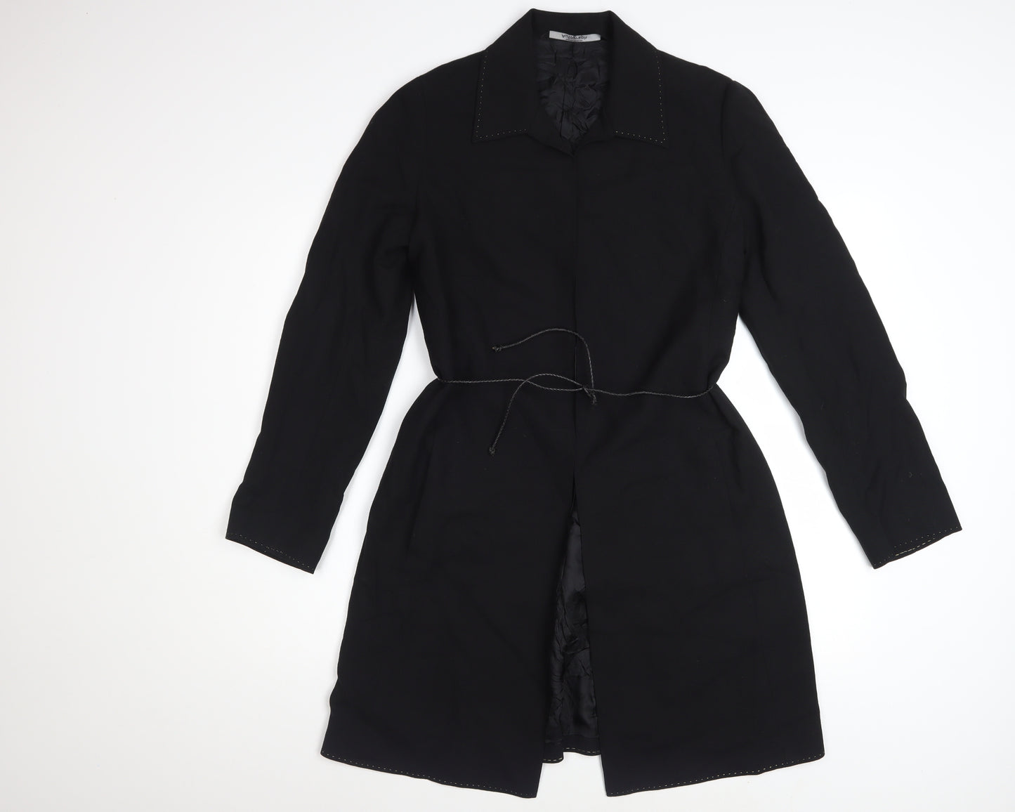 Marks and Spencer Autograph Women's Black Long Wool Blend Trench Coat UK 12