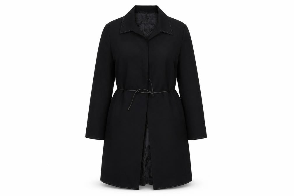 Marks and Spencer Autograph Women's Black Long Wool Blend Trench Coat UK 12