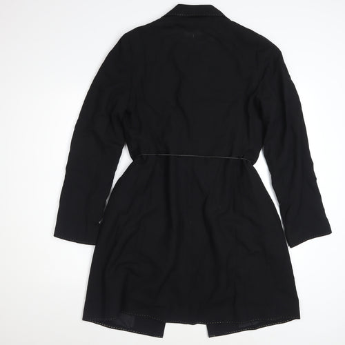 Marks and Spencer Autograph Women's Black Long Wool Blend Trench Coat UK 12