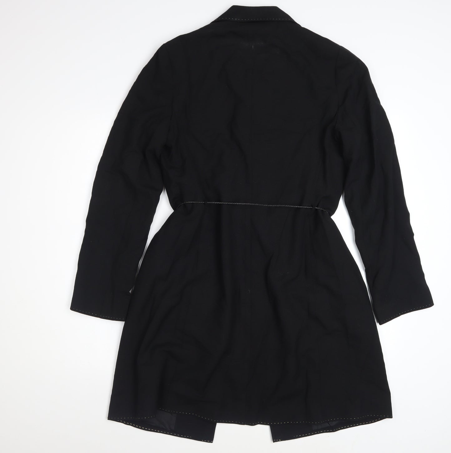 Marks and Spencer Autograph Women's Black Long Wool Blend Trench Coat UK 12