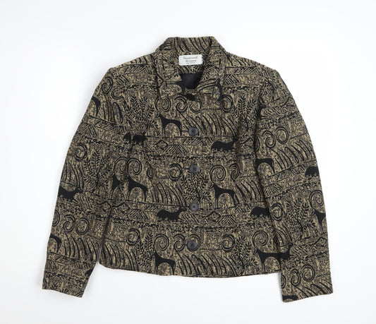 Giancarlo Ferrari Petite Brown Animal Print Blazer Jacket Women’s Size 10