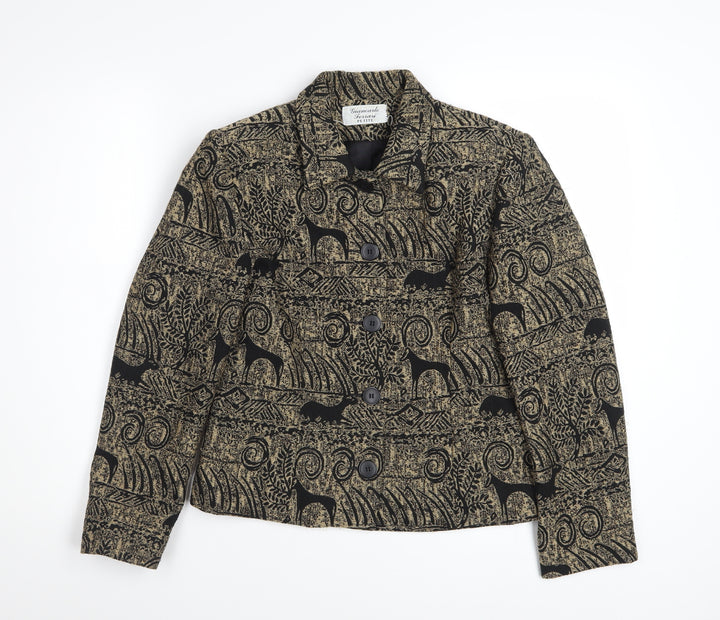 Giancarlo Ferrari Petite Brown Animal Print Blazer Jacket Women’s Size 10
