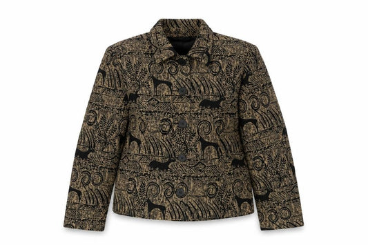 Front view of Giancarlo Ferrari Petite Brown Animal Print Blazer Jacket Women’s, size UK 10