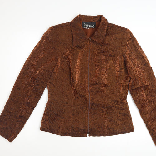 Cartise Womens Brown Textured Zip Jacket UK 12 Classic Style