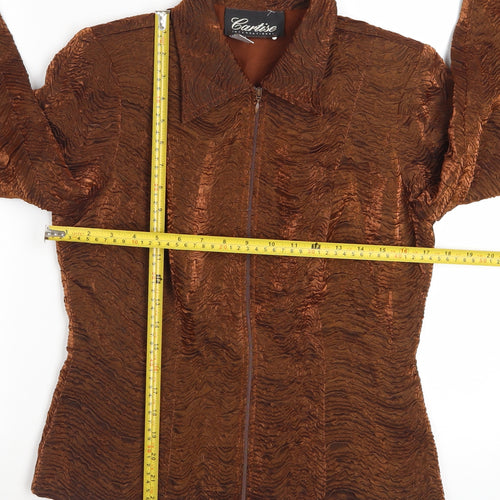 Cartise Womens Brown Textured Zip Jacket UK 12 Classic Style