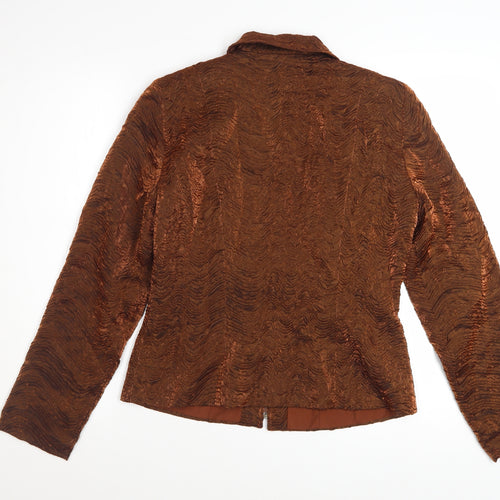 Cartise Womens Brown Textured Zip Jacket UK 12 Classic Style