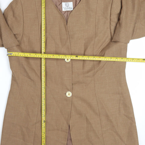 Viyella Women’s Brown Wool Blend Classic Blazer UK 16 Vintage Mid-Length
