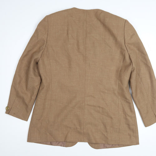 Viyella Women’s Brown Wool Blend Classic Blazer UK 16 Vintage Mid-Length