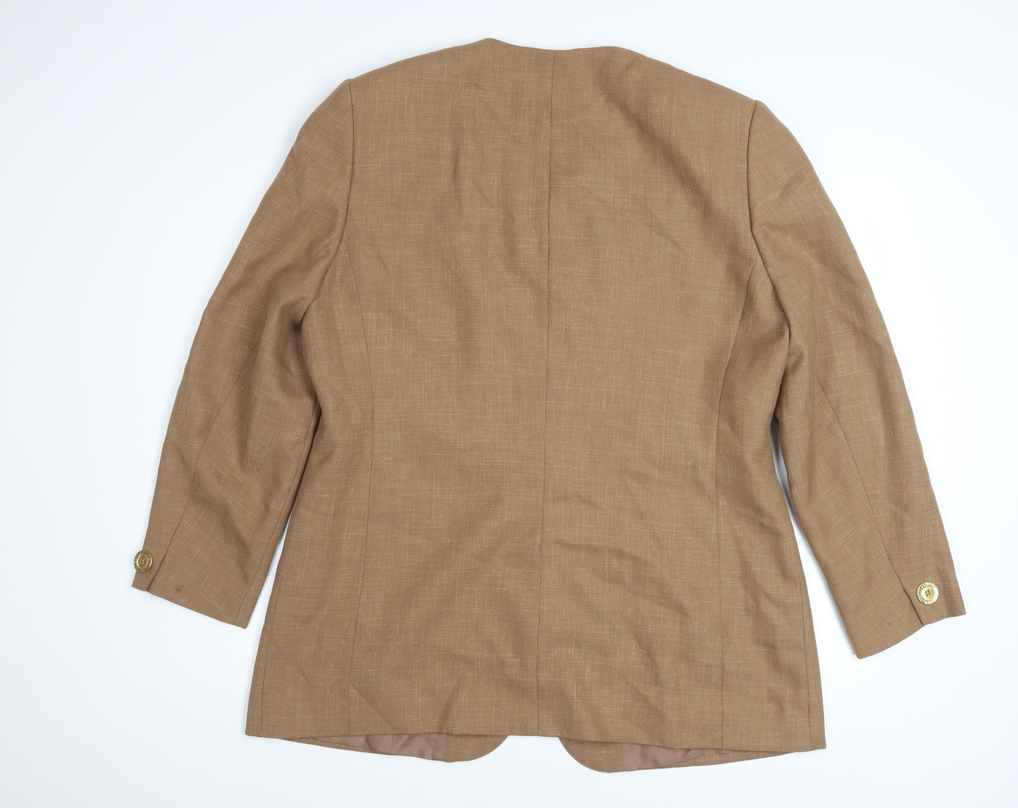 Viyella Women’s Brown Wool Blend Classic Blazer UK 16 Vintage Mid-Length