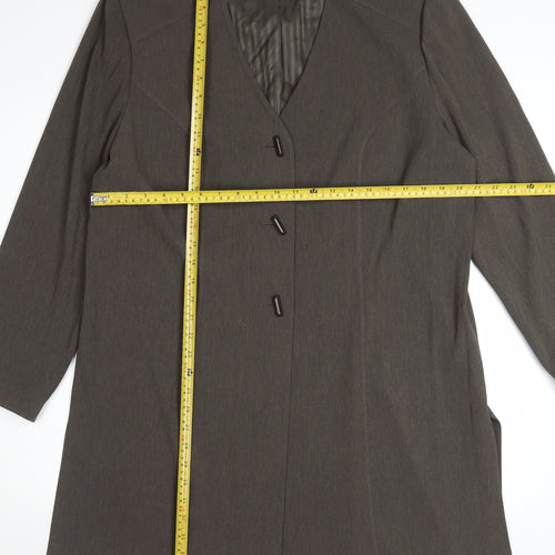 Elvi Women Brown Size 18 Classic Long Blazer Jacket