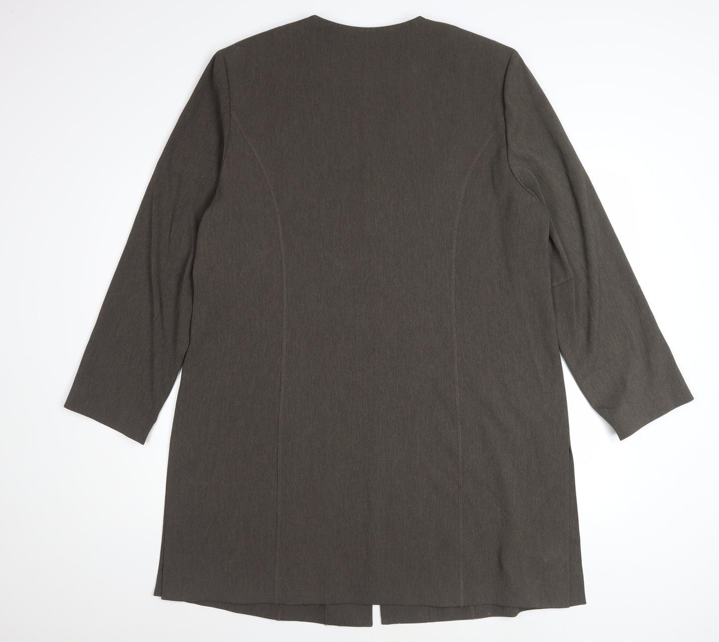 Elvi Women Brown Size 18 Classic Long Blazer Jacket