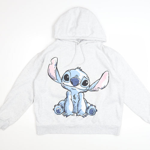 Disney Women’s Grey Stitch Hoodie Size M Pullover Sweatshirt