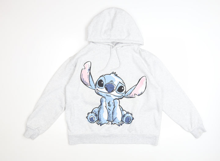 Disney Women’s Grey Stitch Hoodie Size M Pullover Sweatshirt