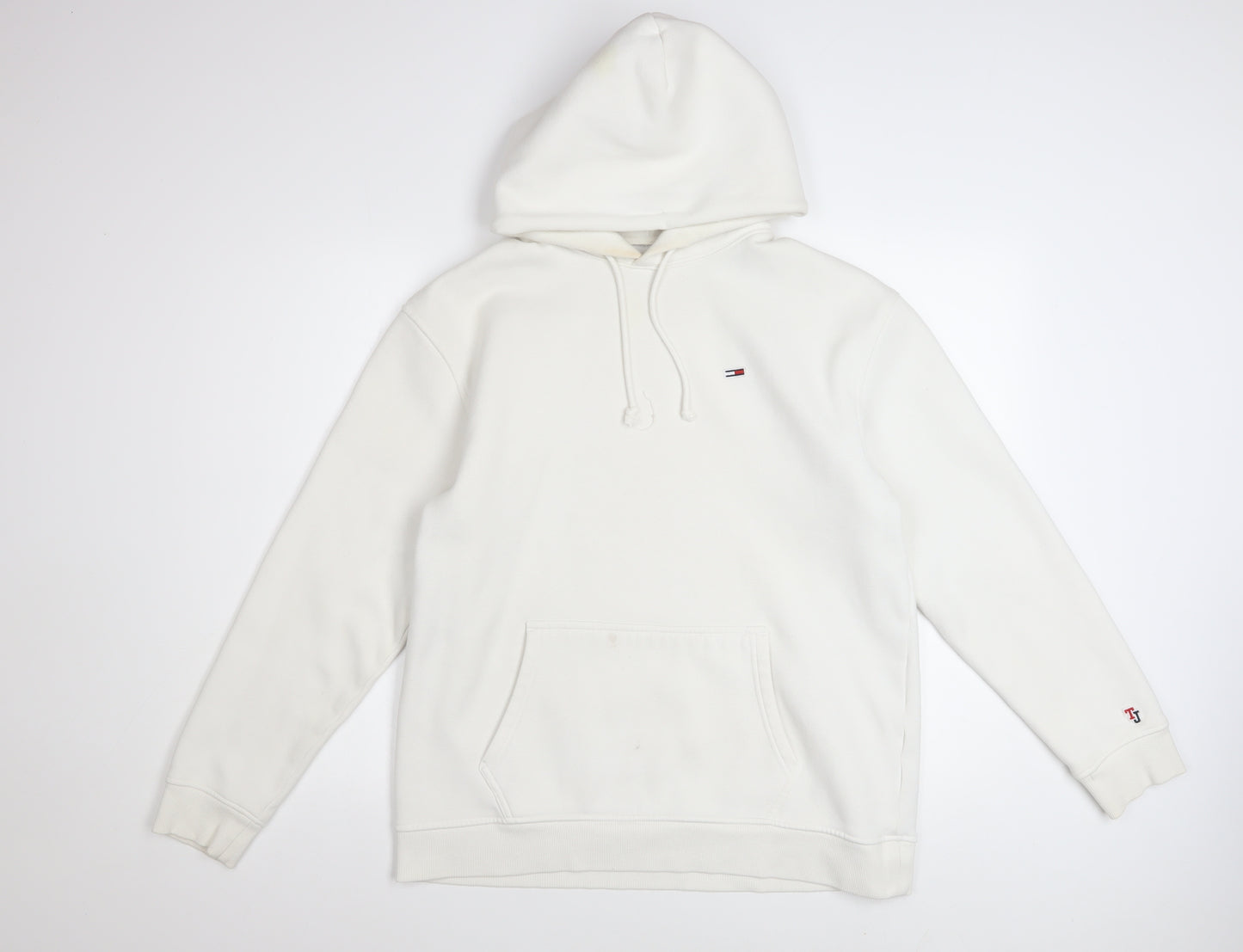 Tommy Jeans Women’s White Pullover Hoodie Size L Cotton Blend
