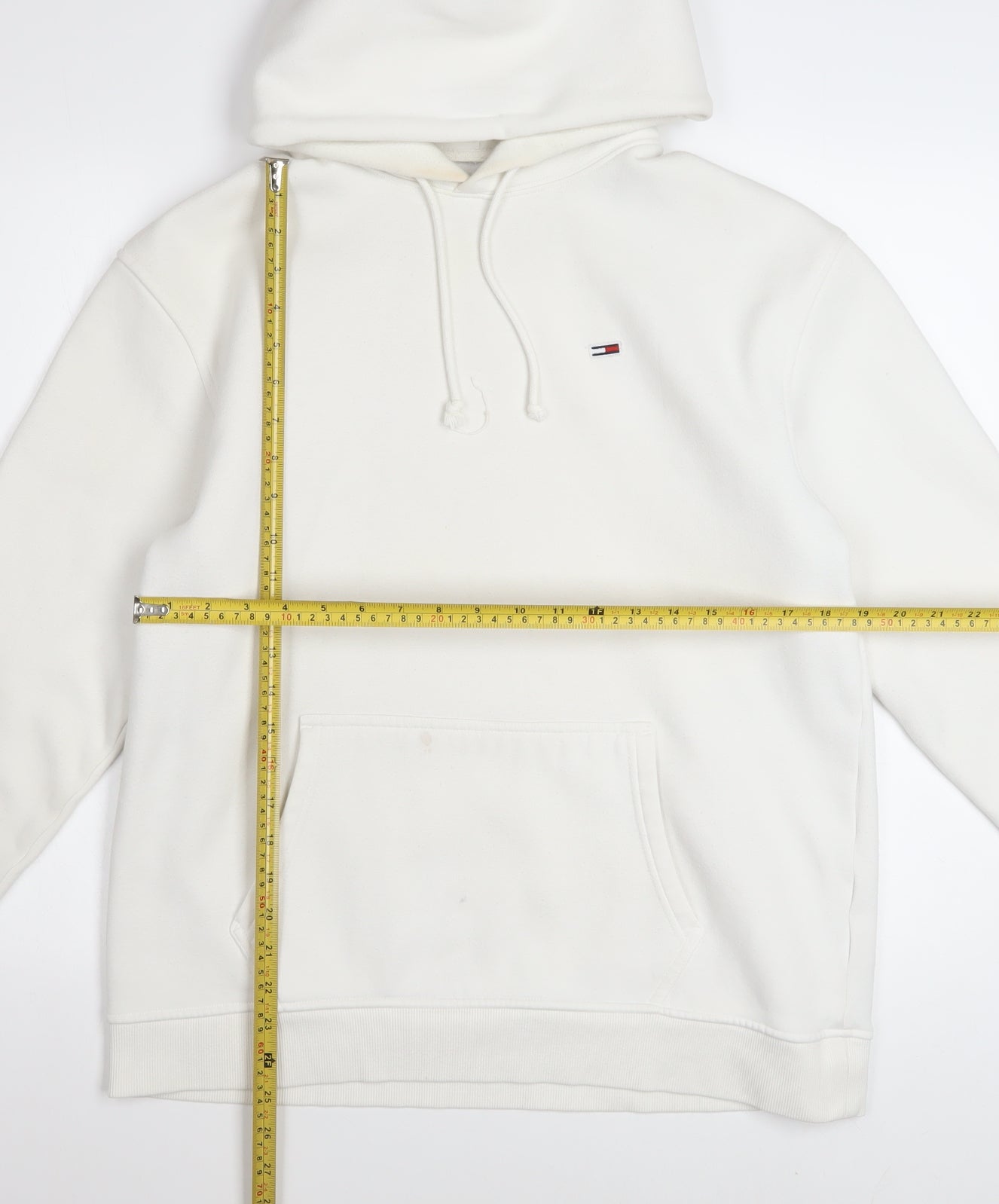 Tommy Jeans Women’s White Pullover Hoodie Size L Cotton Blend