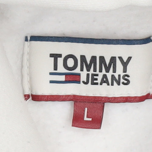 Tommy Jeans Women’s White Pullover Hoodie Size L Cotton Blend