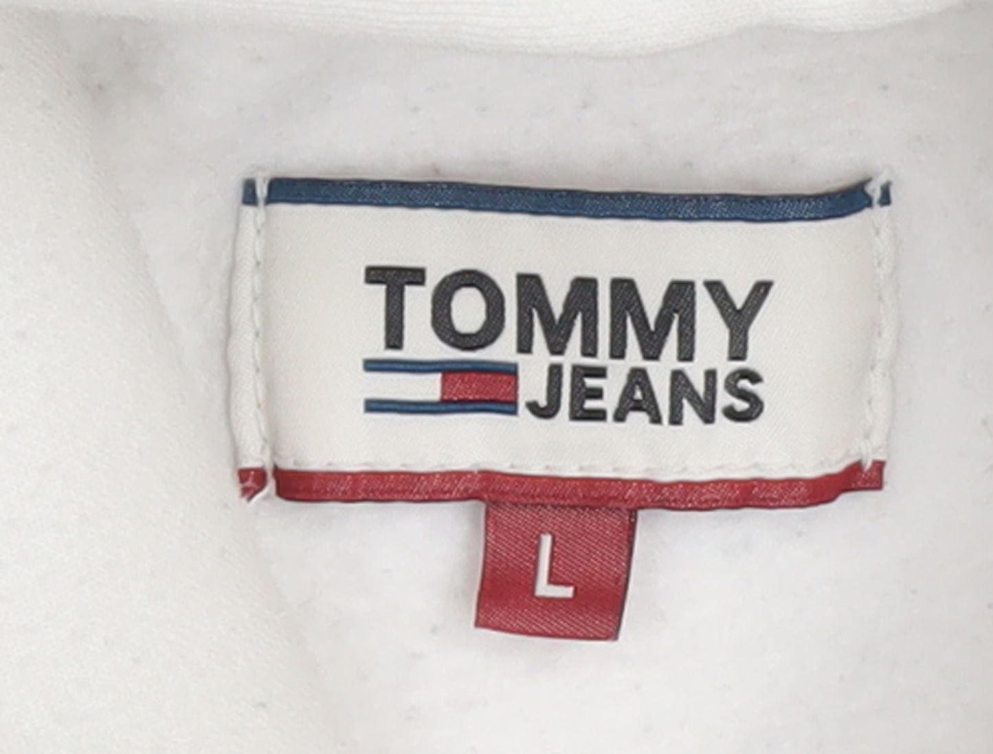 Tommy Jeans Women’s White Pullover Hoodie Size L Cotton Blend