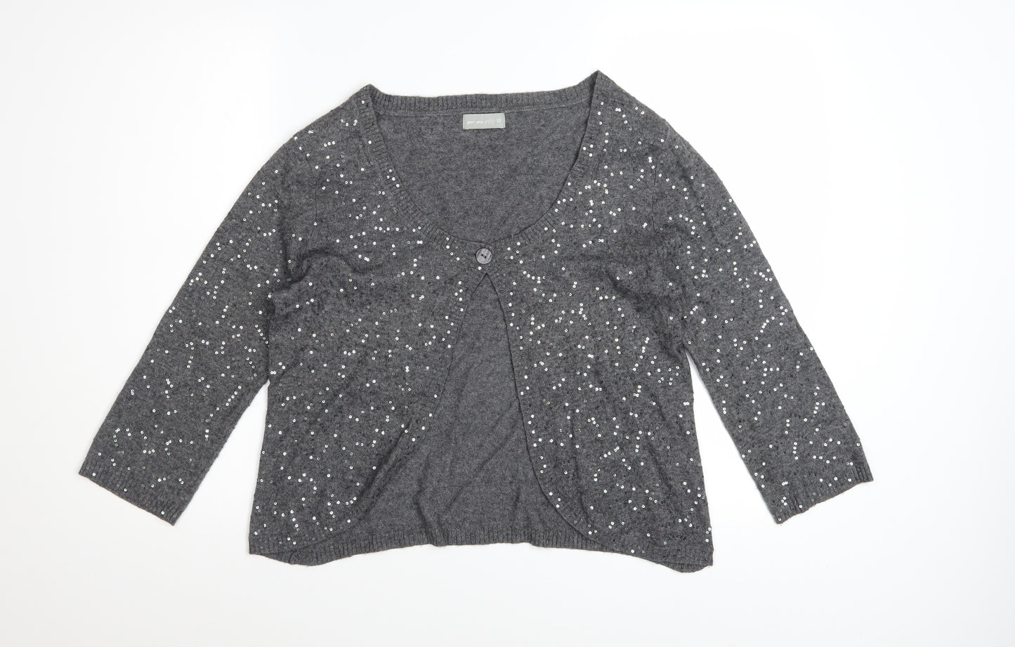 Marks and Spencer Per Una Grey Sequin Knit Women's Size 12 Cardigan