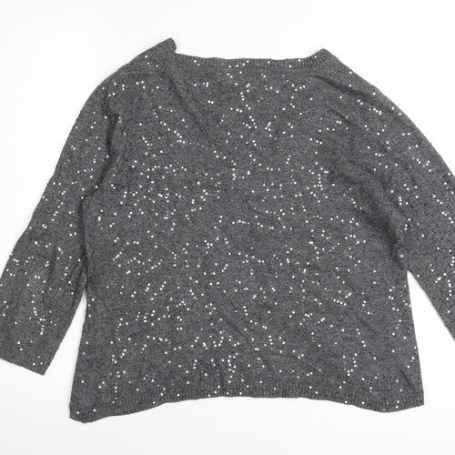 Marks and Spencer Per Una Grey Sequin Knit Women's Size 12 Cardigan