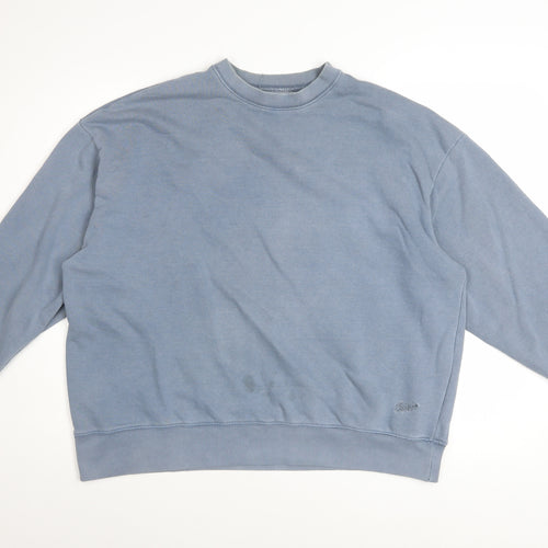 Pull & Bear Women's Blue Cotton Blend Pullover Sweatshirt M
