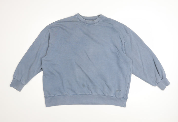 Pull & Bear Women's Blue Cotton Blend Pullover Sweatshirt M