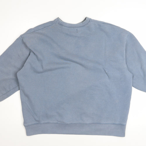 Pull & Bear Women's Blue Cotton Blend Pullover Sweatshirt M