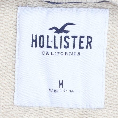 Hollister Men Beige Crew Neck Sweatshirt M Cotton Blend Classic Style