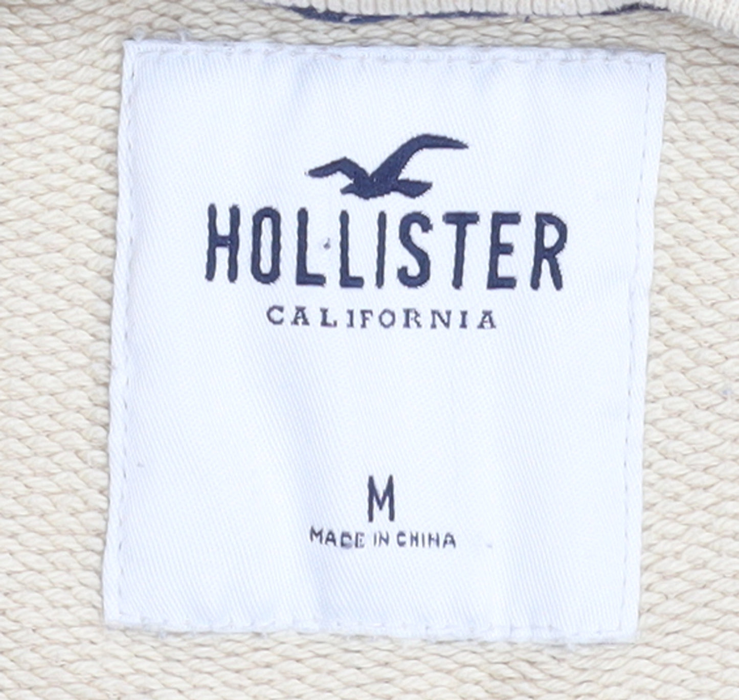 Hollister Men Beige Crew Neck Sweatshirt M Cotton Blend Classic Style